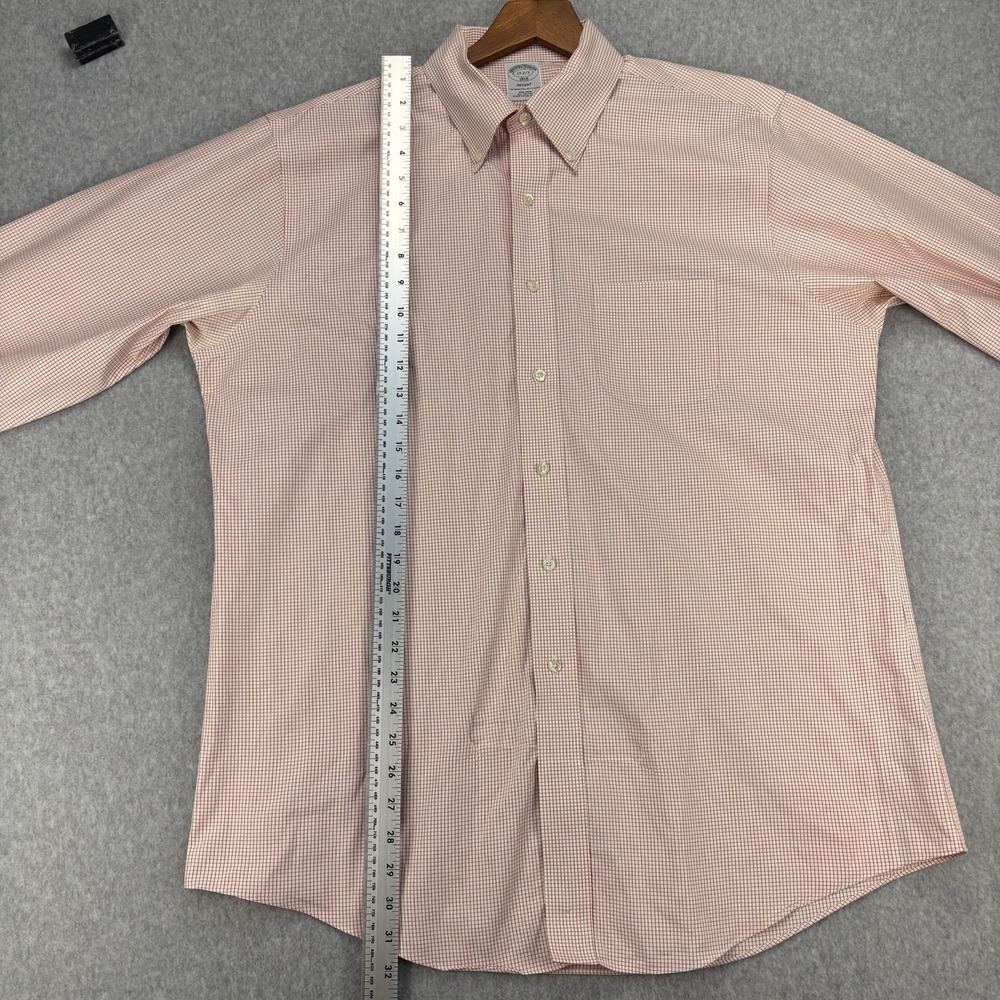 Brooks Brothers Regent Gingham Button Down Shirt 17-2/3 Red Cotton Preppy Office - Picture 10 of 11